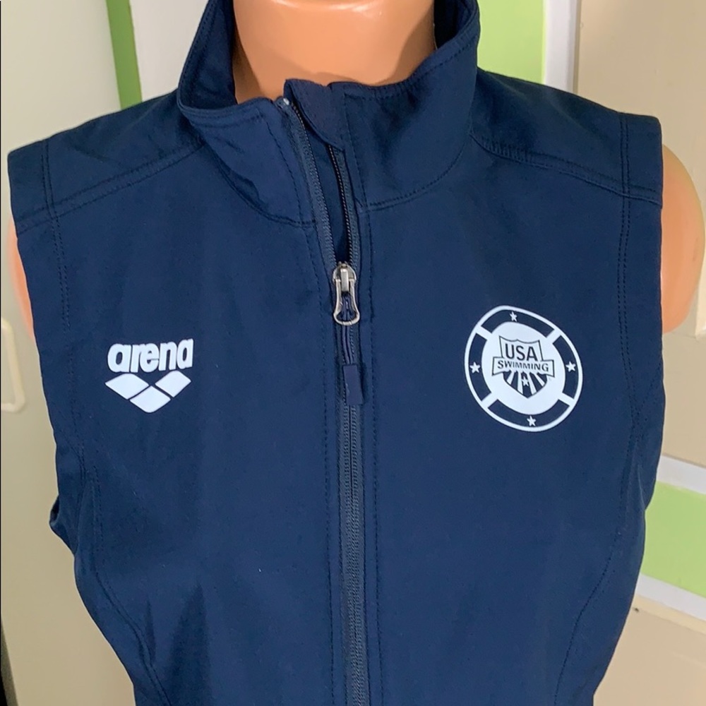 USA SWIMMING warm up vest size large navy blue